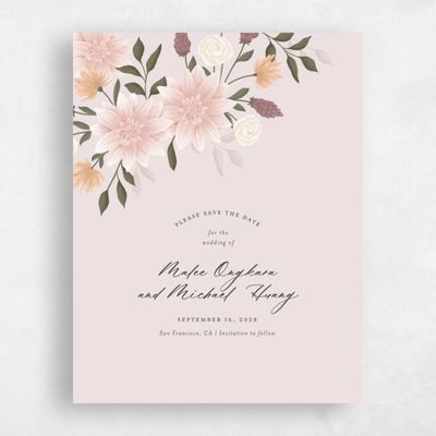 Light Mauve, Pink Wedding Save the Date - Simeri Portrait