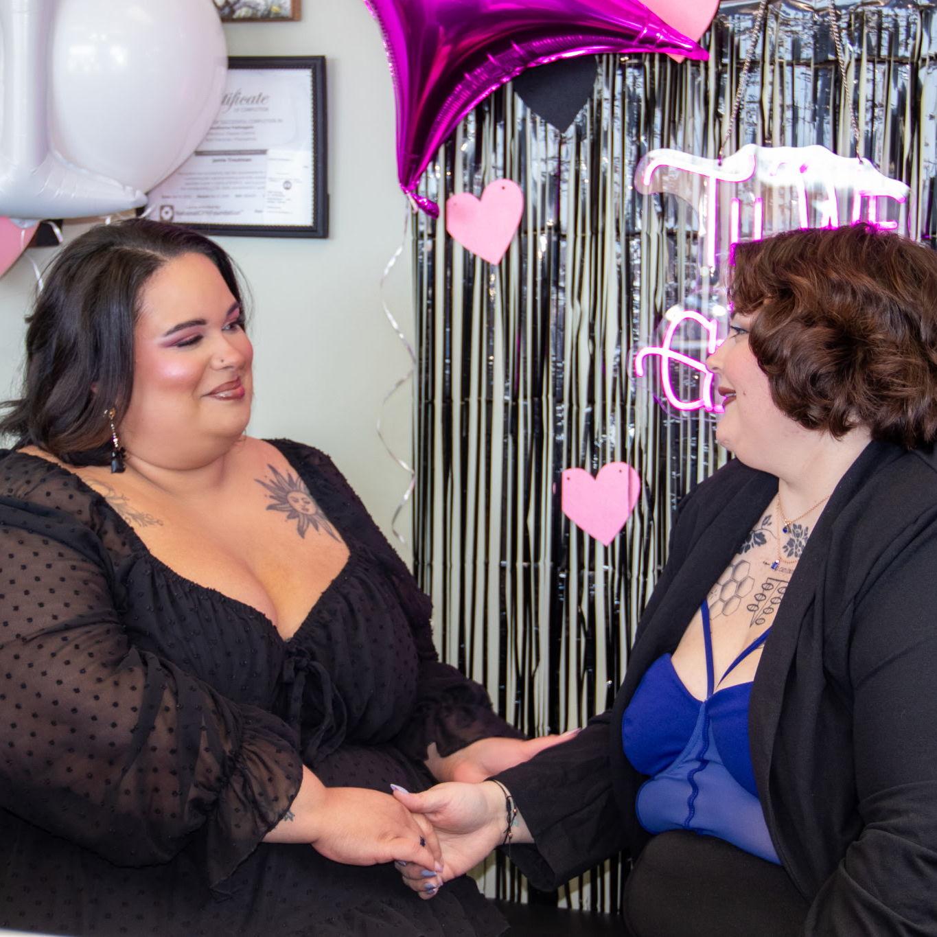 Engagement at our friend Jamie's tattoo parlor.