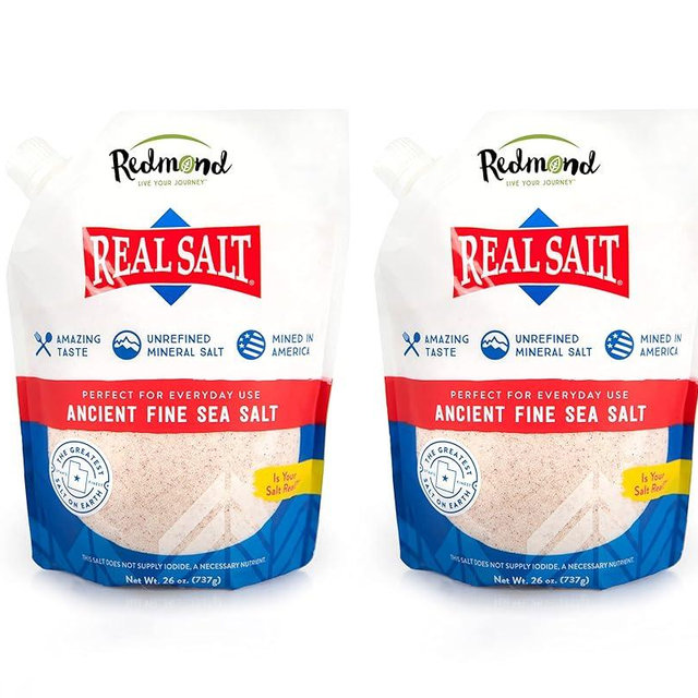Redmond Real Salt - Ancient Fine Sea Salt, Unrefined Mineral Salt, 26 Ounce Pouch (2 Pack)
