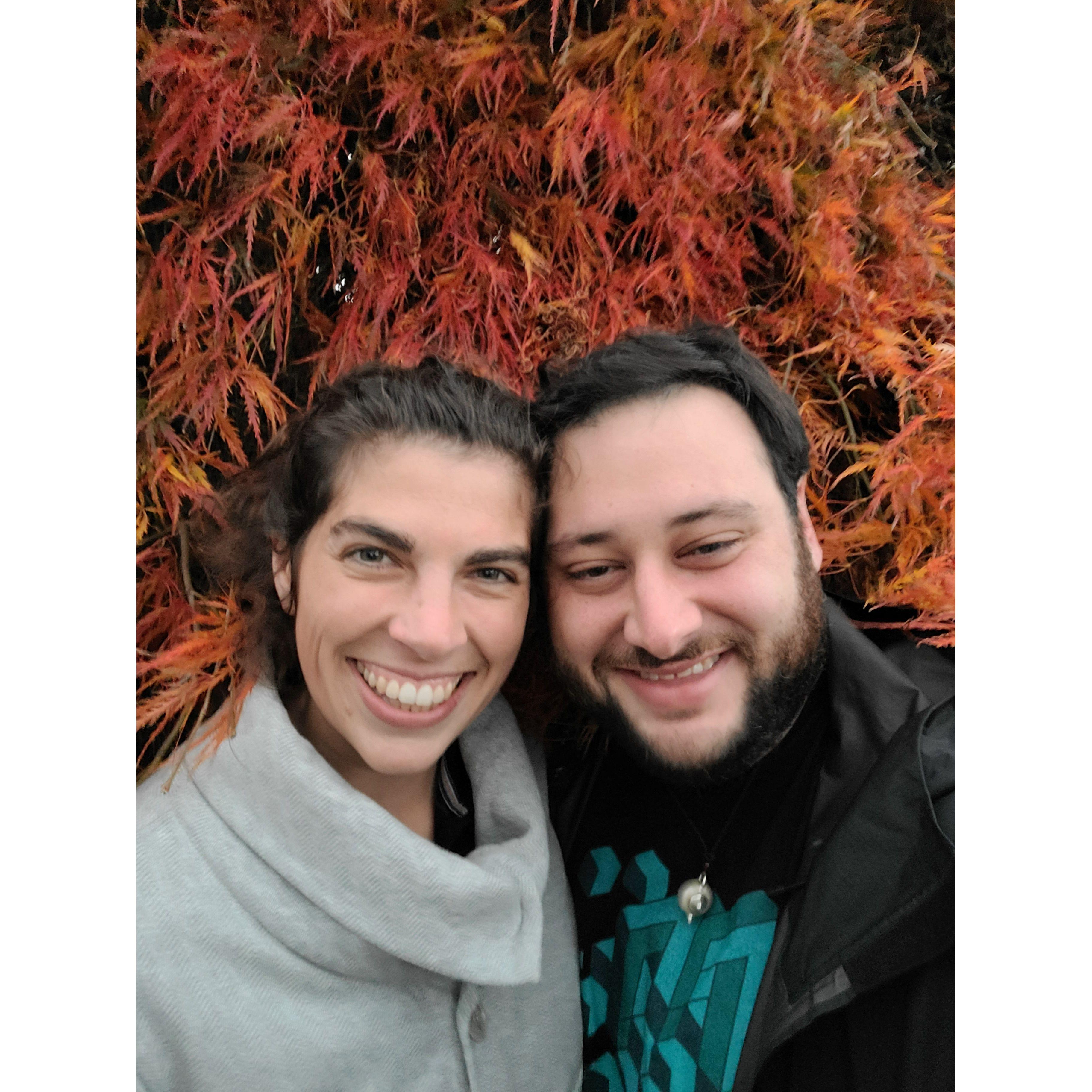 Taking in the fall colors. Supes cute.