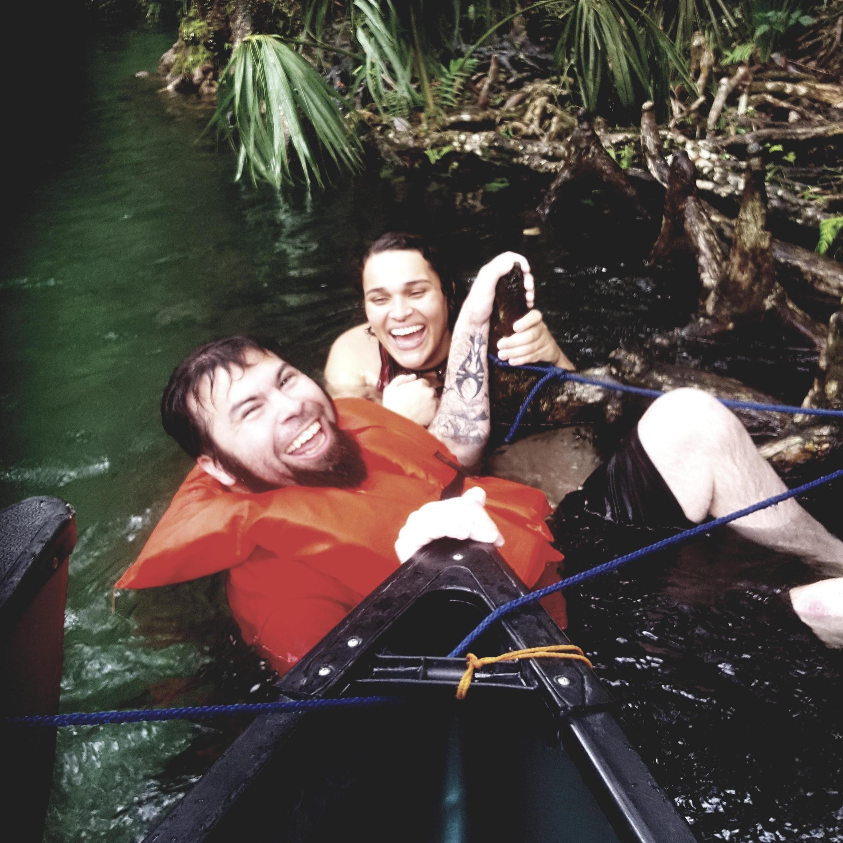 Enjoying a good laugh while Kayaking