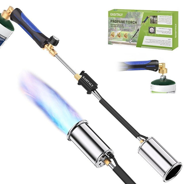 Propane Weed Torch Burner, 30" Blow Torch with Self Ignition & Rubber Grip, Garden Weed Burner & Charcoal Starter for BBQ, Driveway, Snow Melting (Fuel Not Included)