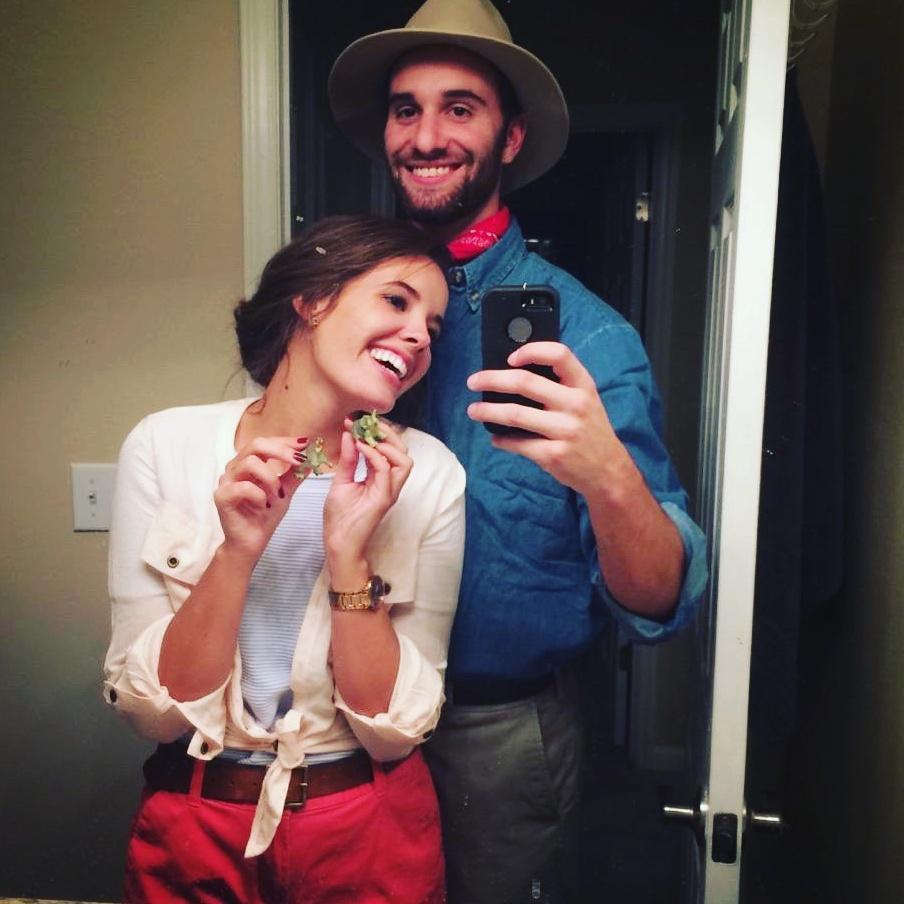 October 2016 - our first Halloween party together. Jurassic Park costumes for the win! Complete with mini dinosaurs