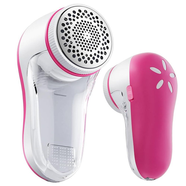 POPCHOSE Fabric Shaver, Lint Remover for Clothes, Electric Lint Shaver with 6-Leaf Blades, Sweater Shavers to Remove Pilling for Clothing, Couch, Furniture, Fuzz, Lint Ball, Bobbles, Pink