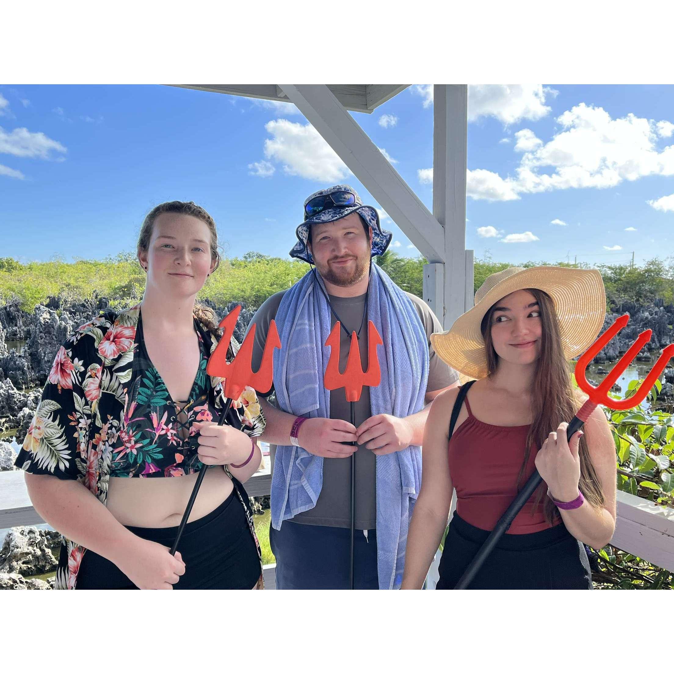 Erin, Ian, and Courtney in Hell, Grand Cayman.