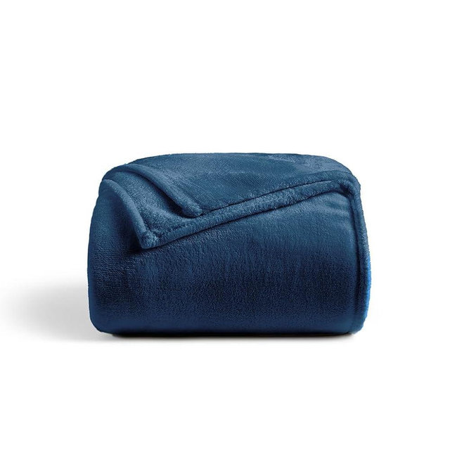 Cosy House Collection Everyday 1500 Series Fleece Blanket - Bedroom Essentials - All Season, Stays Fresh & Clean - Soft, Breathable & Skin-Friendly (Full/Queen, Navy)