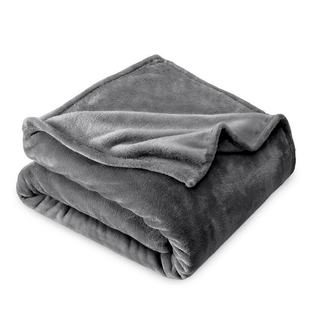 Grey Microplush Full/Queen Fleece Blanket by Bare Home