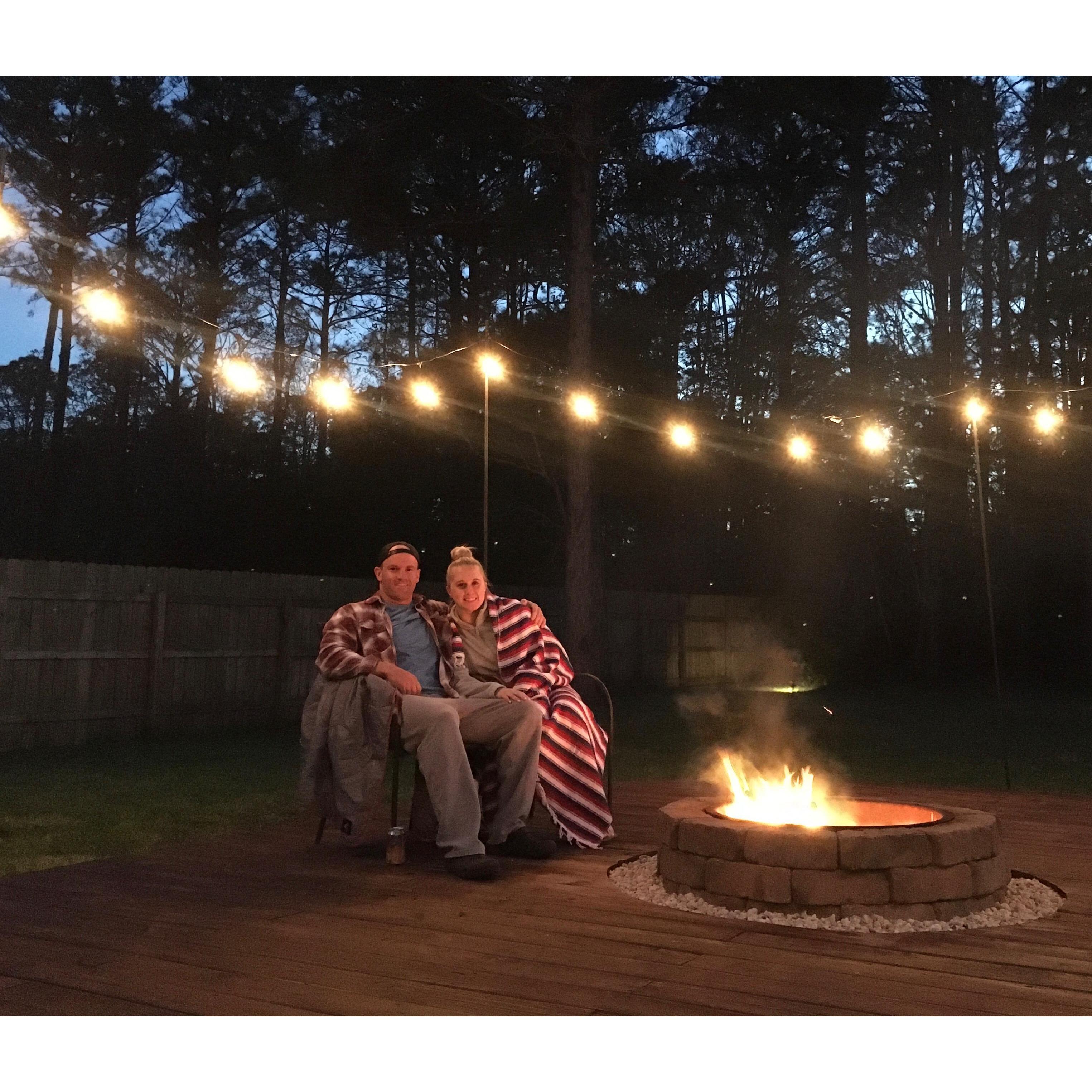 When we first moved to NC together Spring 2020, enjoying our backyard deck.