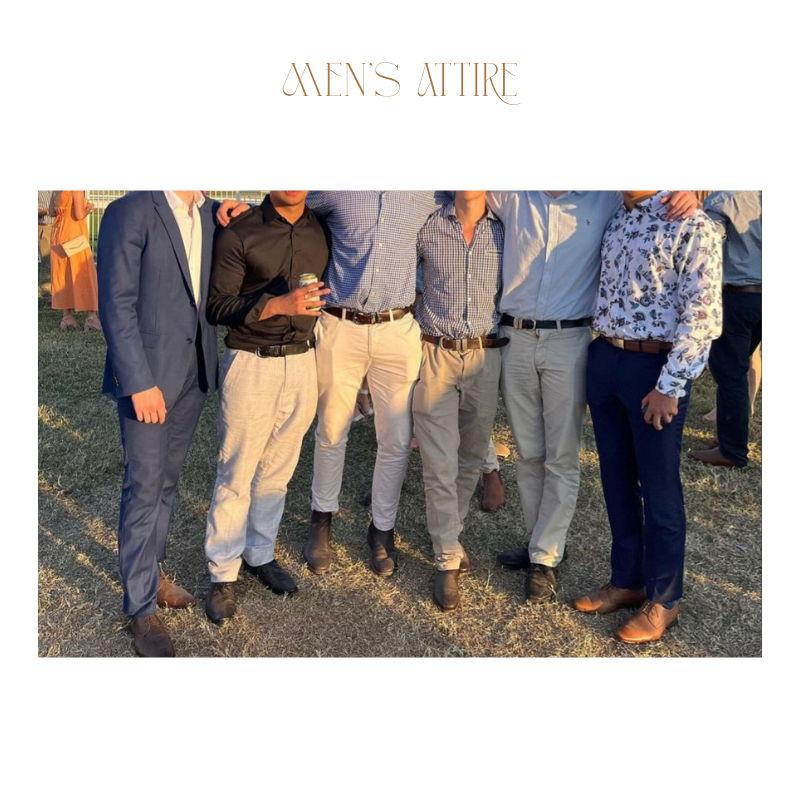 Dress shirts and dress pants or solid color pants.  No jeans or shorts. Ties and jackets are optional.  Keep patterns subtle.
