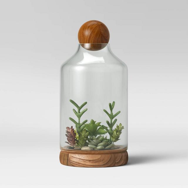 14" Recycled Glass/Wood Terrarium Blue - Smith & Hawken™