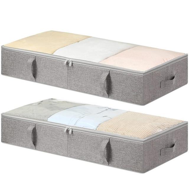 TidyCorner 2-Pack Under Bed Storage Containers, 6 Inches Tall Underbed Clothes Storage Organizer Bin with Sturdy Sidewalls/Bottom, Under the Bed Storage Bins