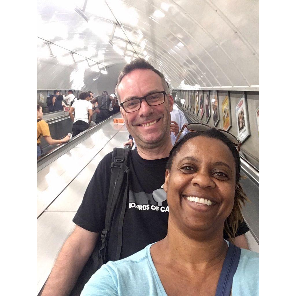 On the Tube in London 2019 --Our first time in the UK together