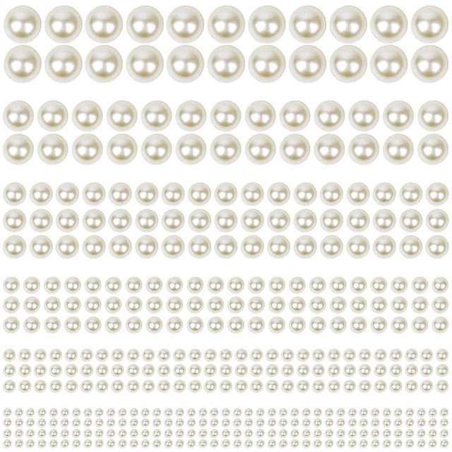 1980Pcs Self Adhesive Pearl Stickers, Shynek Pearls Sticker Gems for Hair, Face, Makeup, Eye, Nail, Crafts, Assorted Sizes