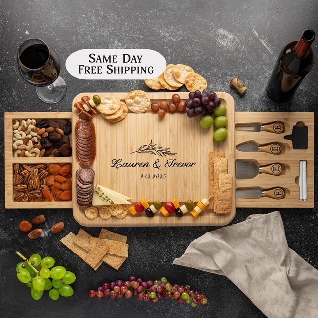 Wedding Gift Personalized Charcuterie Board Bridal Shower Gifts Wedding Anniversary Gifts for Her Unique Housewarming Gift Idea for Couple