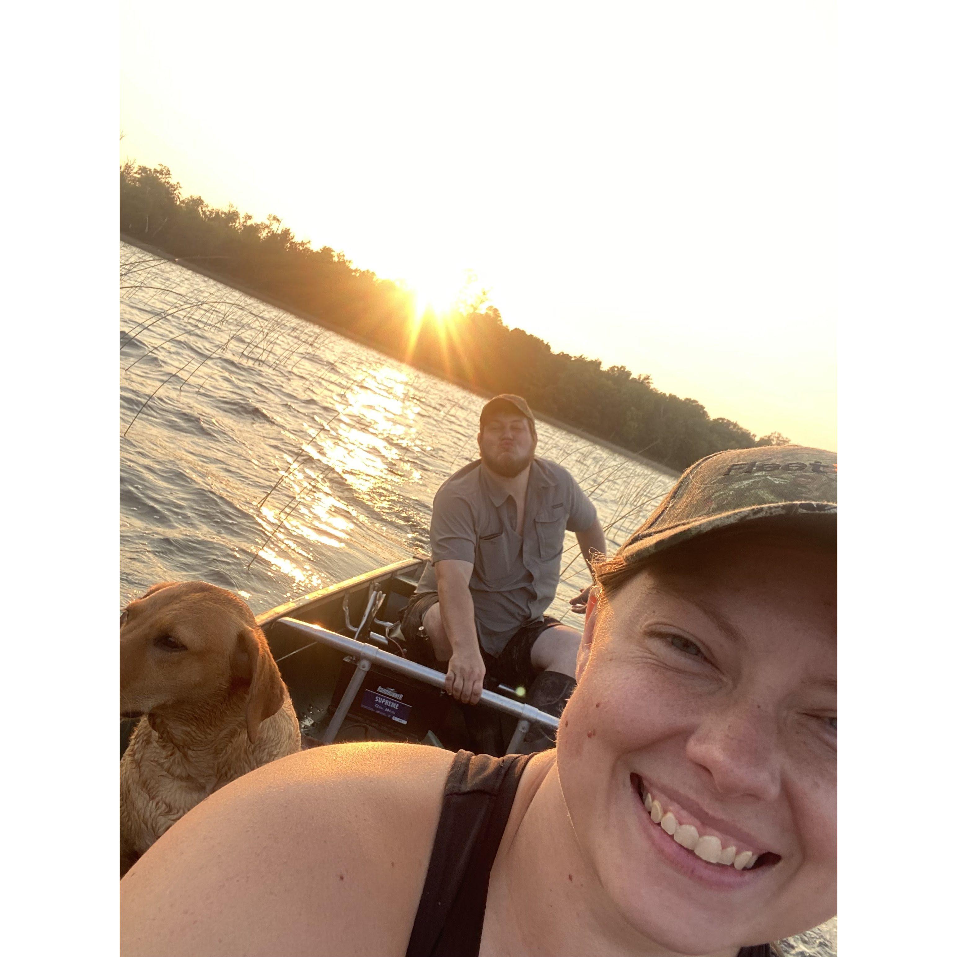 Scouting duck hunting spots in the canoe with Remi!