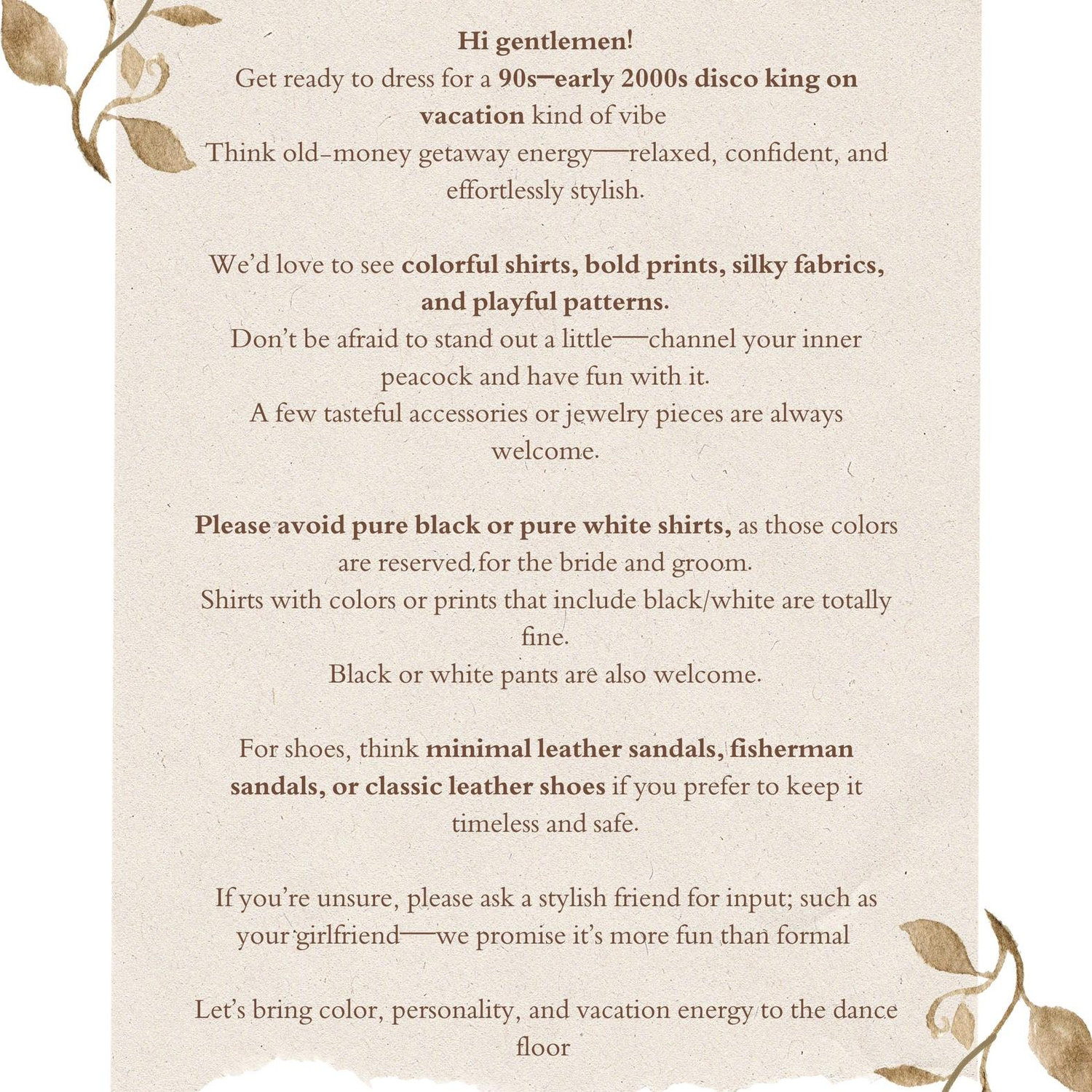 Male Dress Code