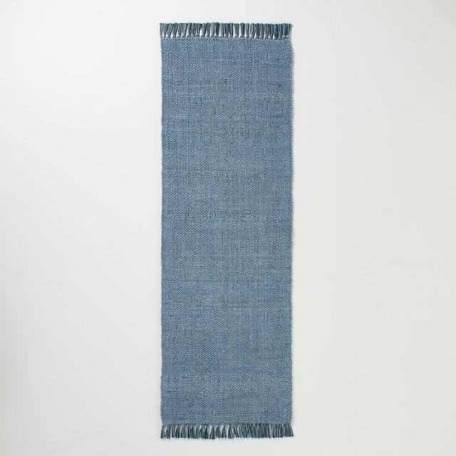 2'4" x 7' Solid Jute Runner Rug Faded Blue - Hearth & Hand™ with Magnolia
