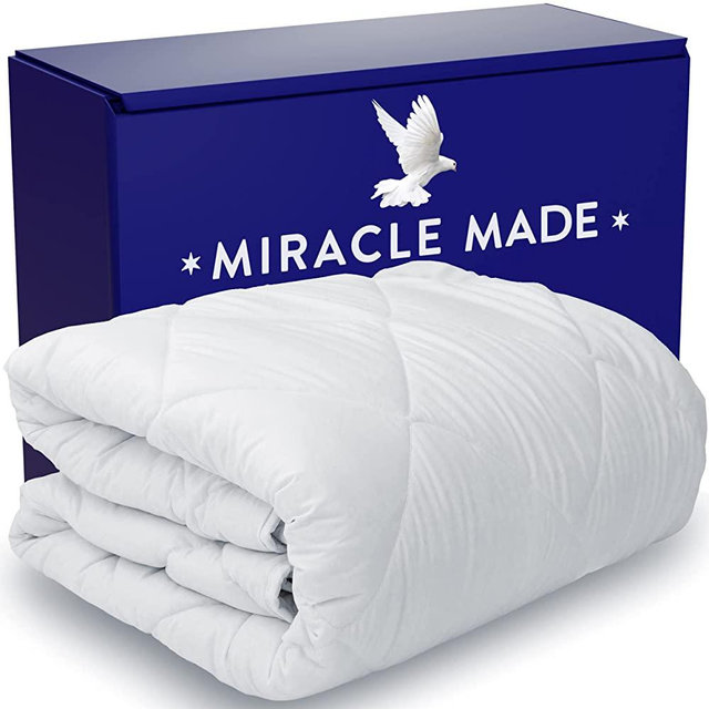 Miracle Made Comforter - White, Queen - 3 Temperature Zone Ultra Cool Breathable Duvet Insert Silver Infused Prevents 99.9% of Dust Growth, All Season Fluffy Comforter, Bedding