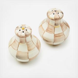Mocha Check Steel Salt & Pepper Shakers