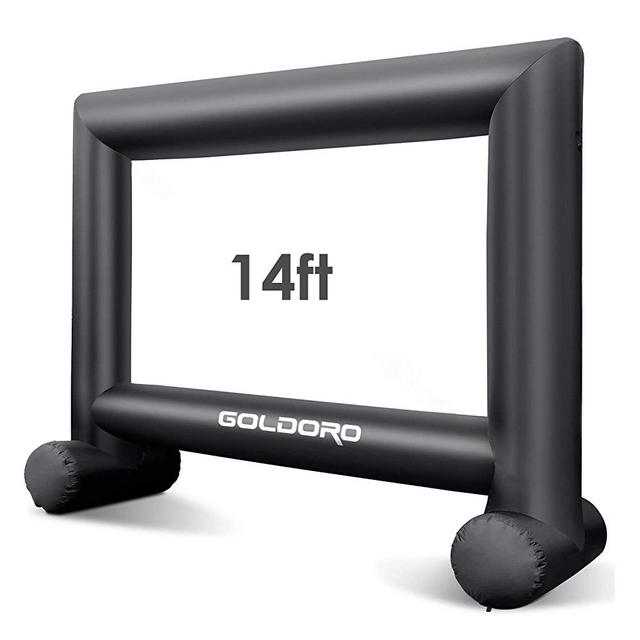 GOLDORO 14ft Outdoor Projector Screen - Inflatable Movie Screen Outdoor Projection Screen for Party Games Home Theater Cinema with Fan, Storage Bag