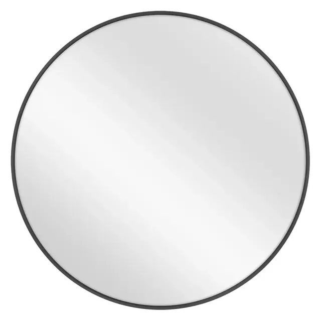 35.75-Inch Round Metal Wall Mirror in Black