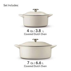 Tramontina Dutch Oven 2-Pack Set, 7 Quart & 4 Quart Off-White