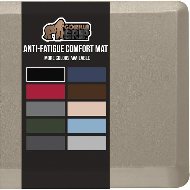 GORILLA GRIP Comfortable Cushioned Kitchen Mats for Floor, 48x20, Waterproof and Stain Resistant Soft Top, 3/4 Inch Thick Ergonomic Standing Desk Anti Fatigue Mat, Foam Supports Ankles and Feet, Taupe