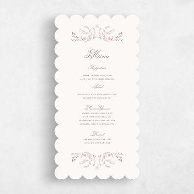 Pink Scalloped Wedding Menu - Camberley