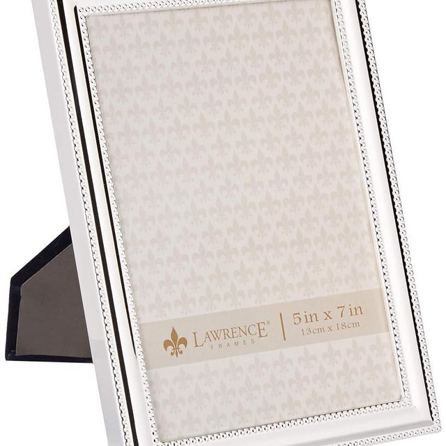 Lawrence Frames 510757 Metal Picture Frame Silver-Plate with Delicate Beading, 5 by 7-Inch