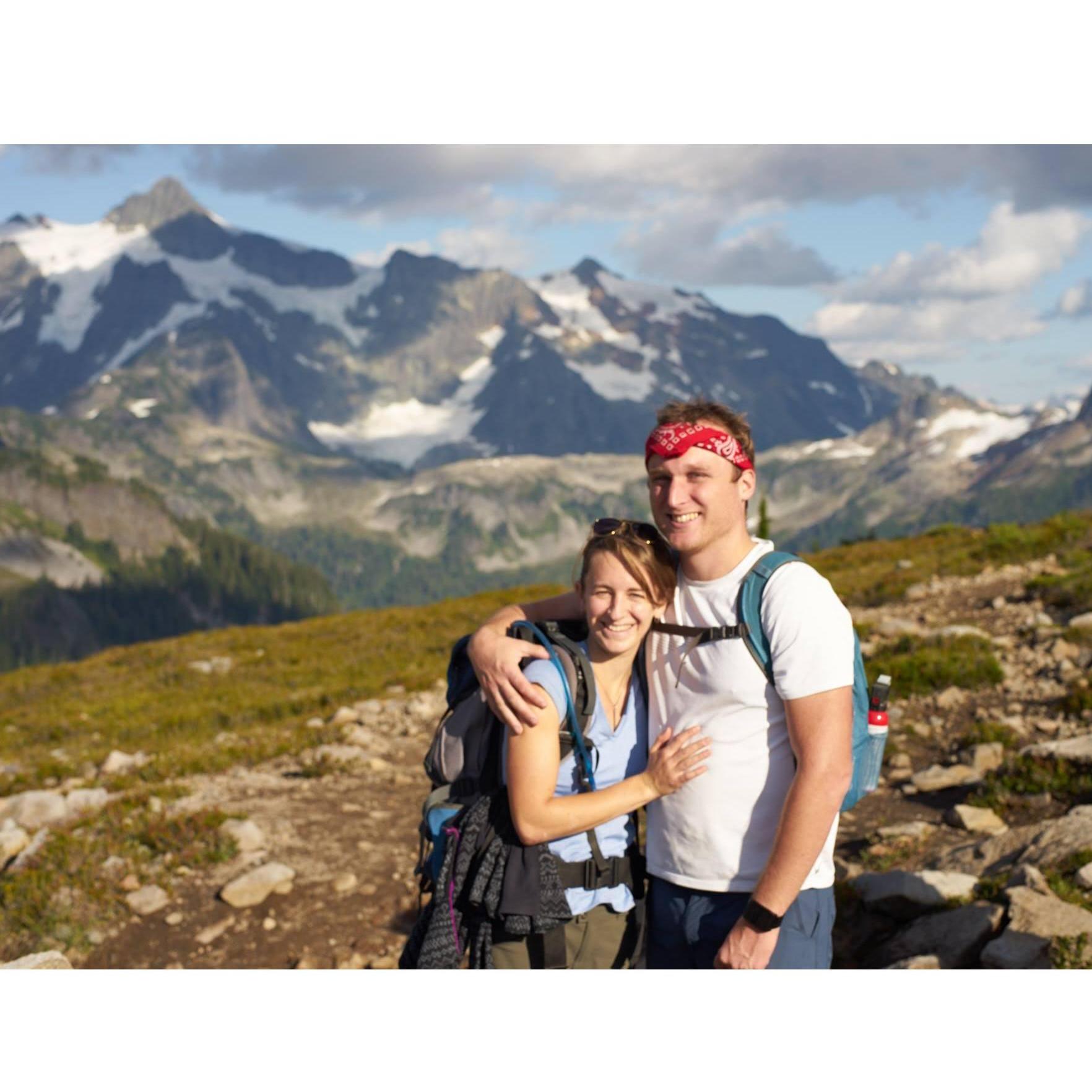 Hiking through the beautiful mountains in Washington for Alyssa and Reid's wedding