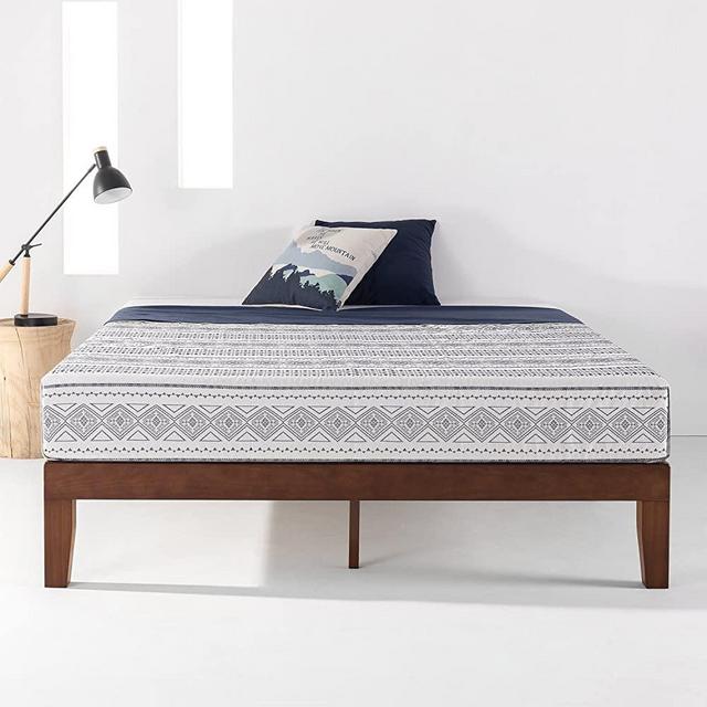 Mellow Naturalista Classic - 12 Inch Solid Wood Platform Bed with Wooden Slats, No Box Spring Needed, Easy Assembly, Queen,Espresso