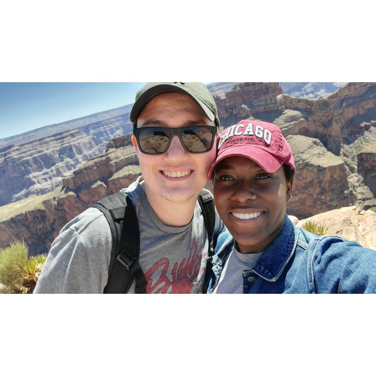 The day we took our first "post-covid" trip. The Grand Canyon was our top 5 vacation spot. Anthony is terrified of heights and ran away as soon as this picture was taken.