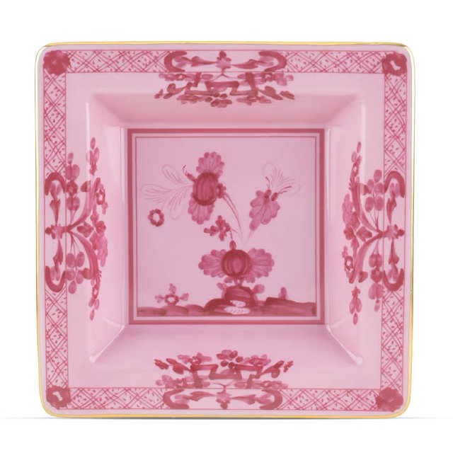 Ginori 1735 Oriente Italiano Small Squared Vide Poche in Porpora (pink on pink color)