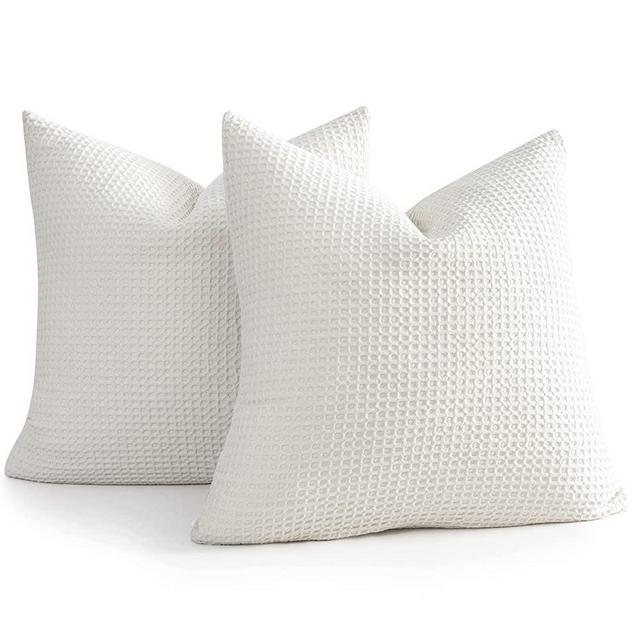 Cocoploceus 26"x26" Euro Sham Pillow Covers Set of 2 Cotton Euro Shams Waffle Weave Pillow Shams , Large Decorative Euro Throw Pillow Covers for Couch Sofa Bedroom Car