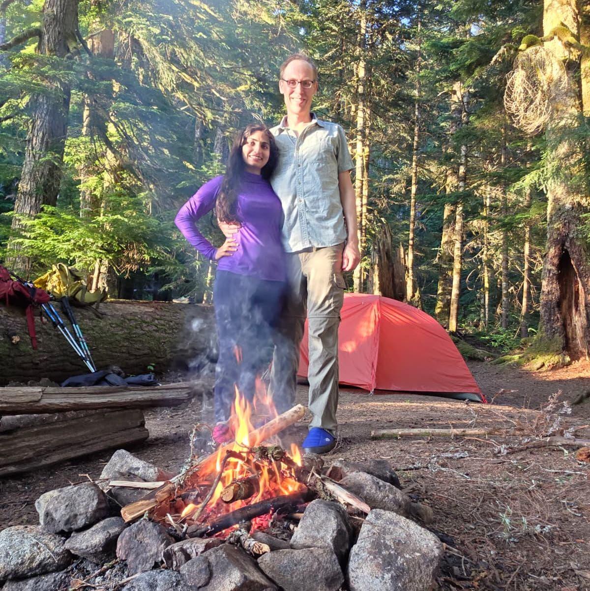Teamwork to build ourselves a nice little campfire