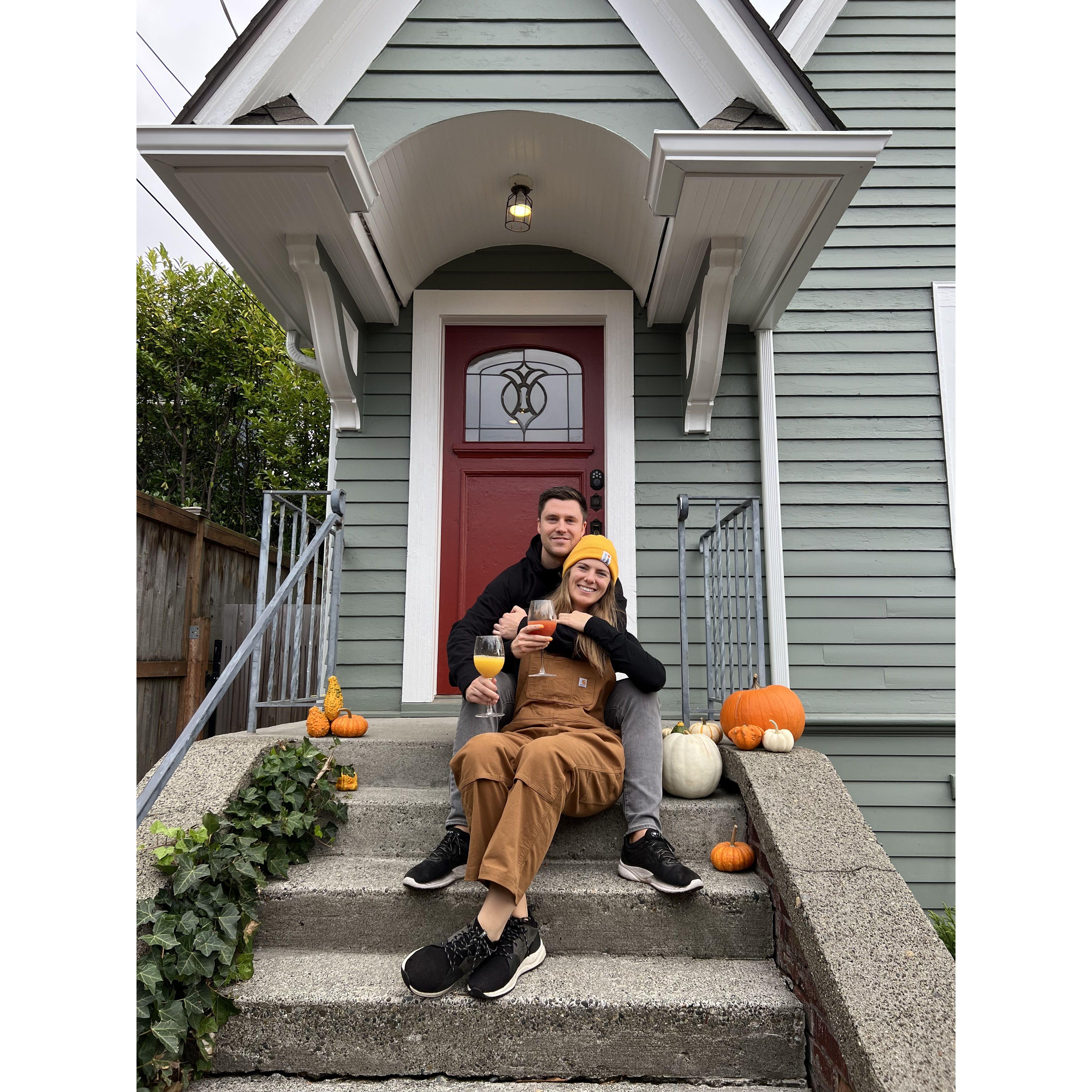 Celebrating getting the keys to our new home (and first house). Seattle, WA. 2022.