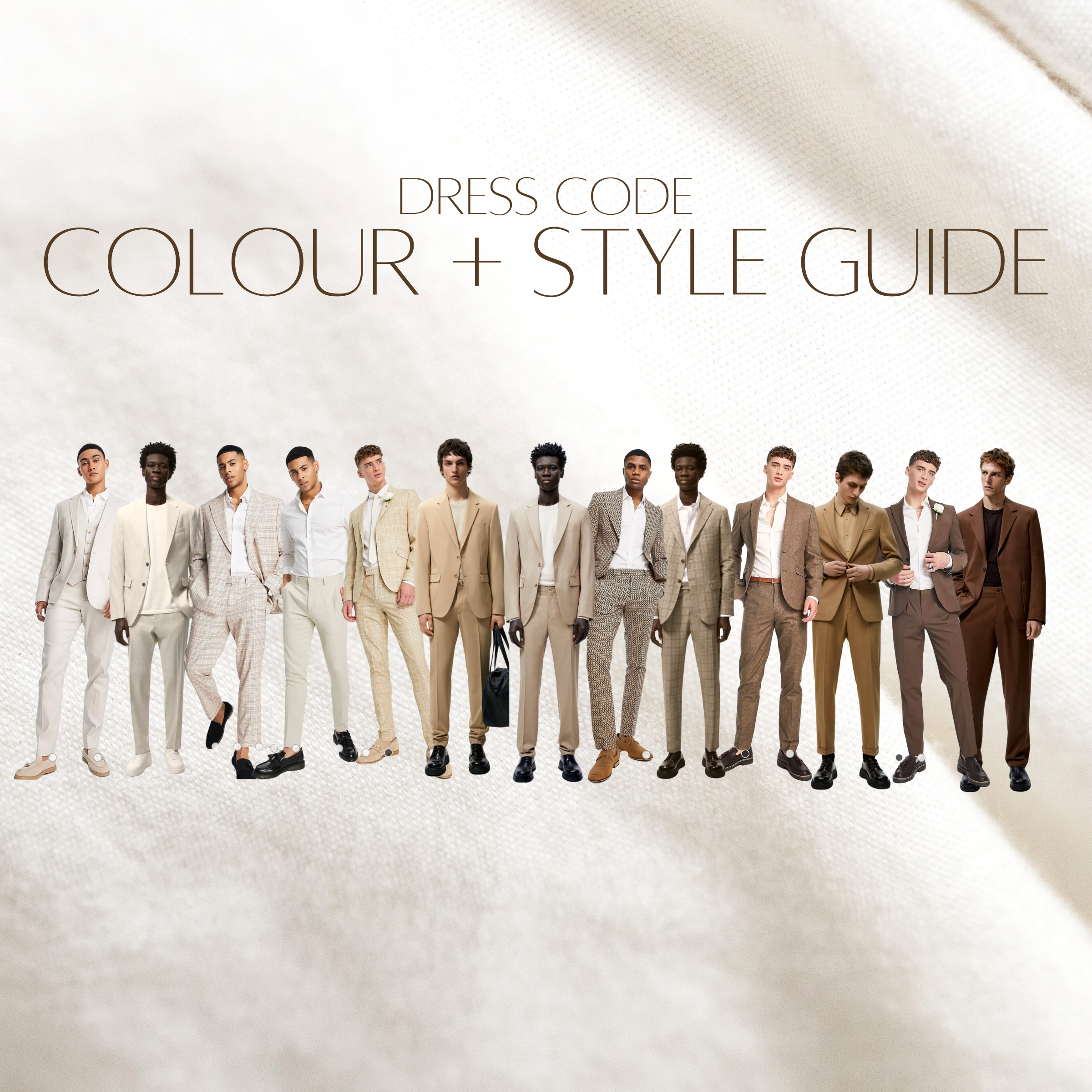 A little direction in terms of colours and styles for the gentlemen. Blazers are preferred, not required