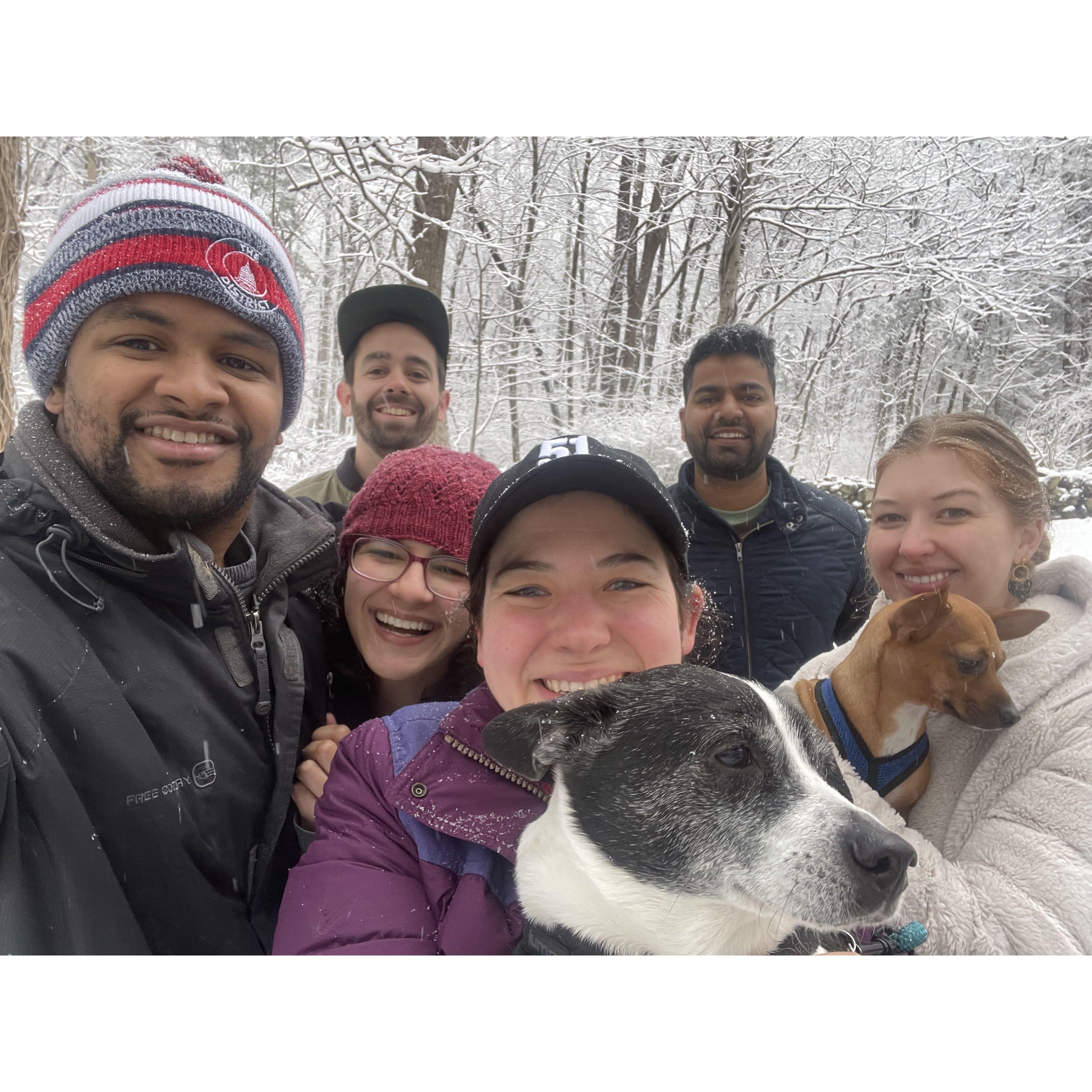 Snowy Shenandoah cabin trip with Amanda, Praveen, Joseph, and Kate!