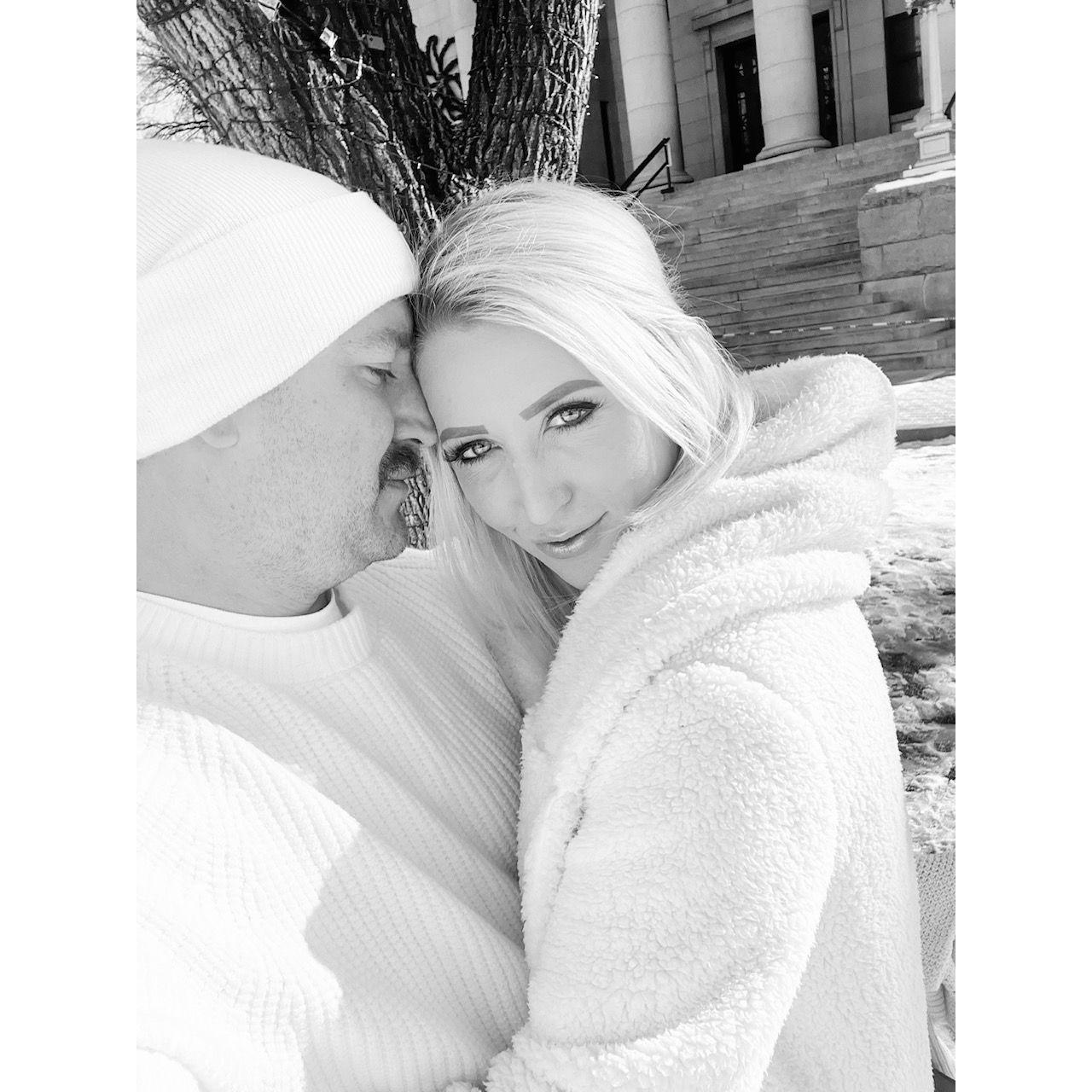 In Prescott the day after Eric asked Kelsey to be his wife.