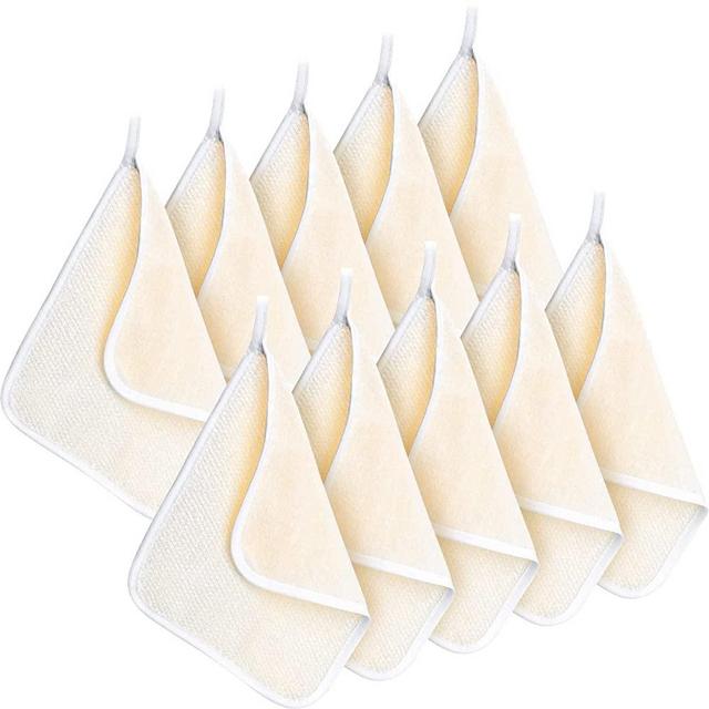 Exfoliating Face and Body Wash Cloths Towel Soft Weave Bath Cloth Exfoliating Scrub Cloth Massage Bath Cloth for Women and Man (10 Pack Exfoliating Side and Soft Terry Side Cloth)