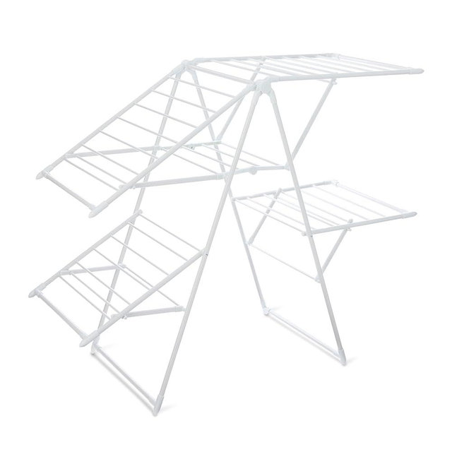 Amazon Basics Foldable Space-Saving 4-Wing Metal Clothes Drying Rack, 61x23.6x49.6 inches, White