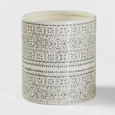 Stoneware Genesis Stripe Utensil Holder White/Gray - Threshold™