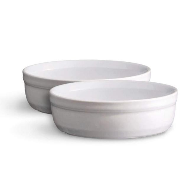 Emile Henry Made in France 8.5 oz Creme Brulee (Set of 2), 5" by 1.5", Flour White