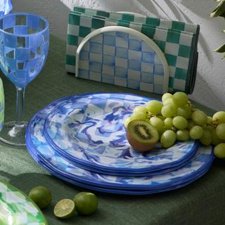 Check Melamine Dinner Plate, Set of 4