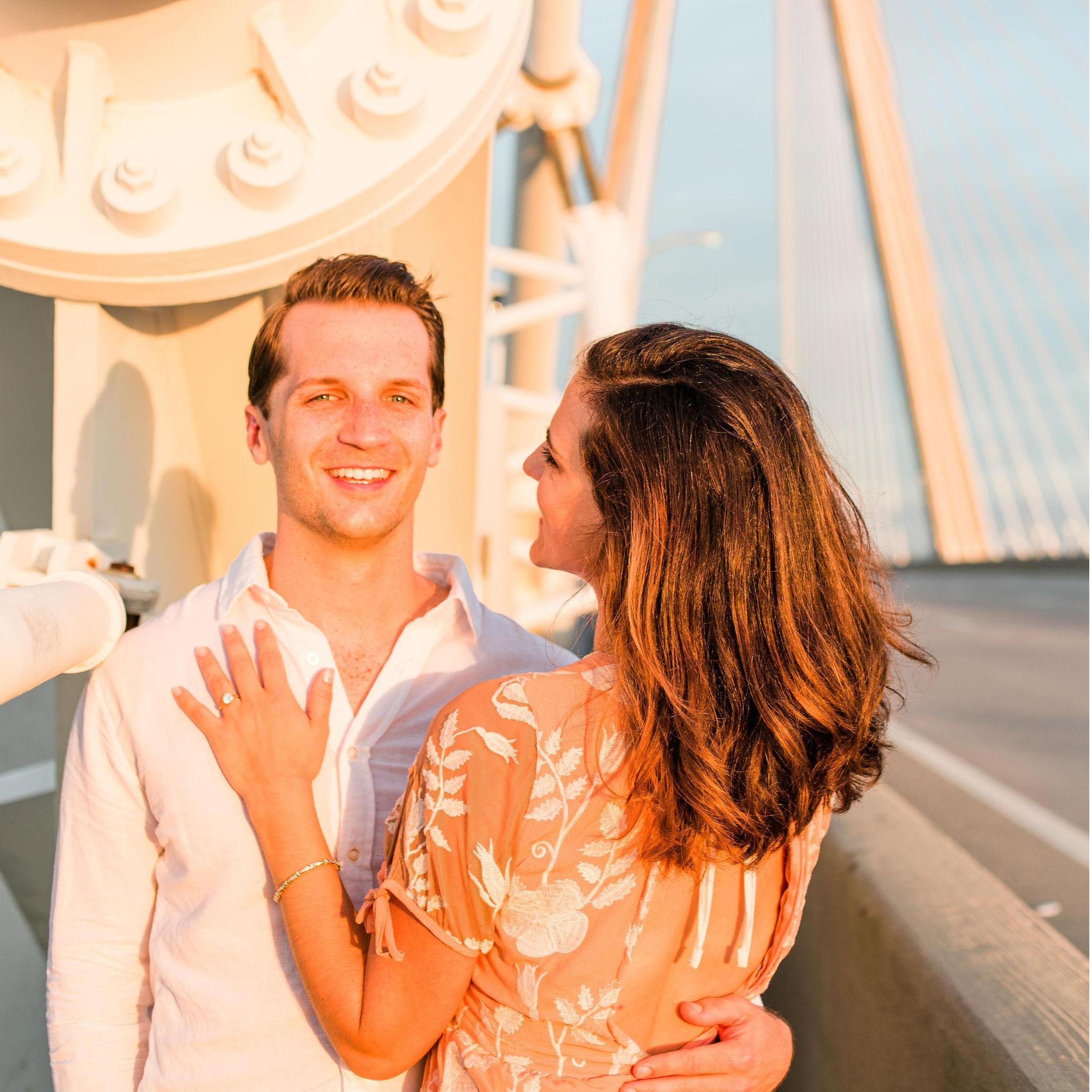 Engagement photos on the Ravenel Bridge