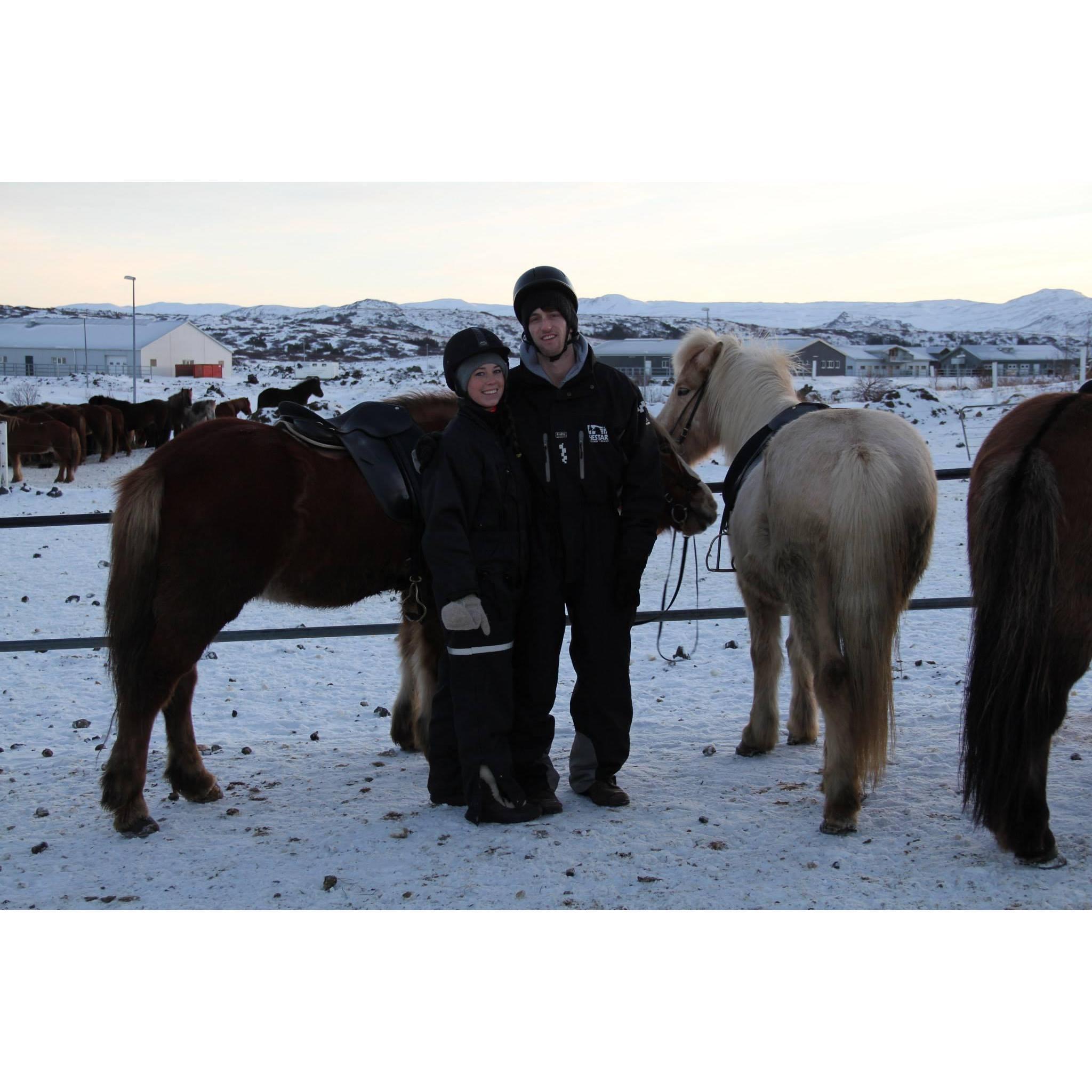 Riding ponies in Iceland.