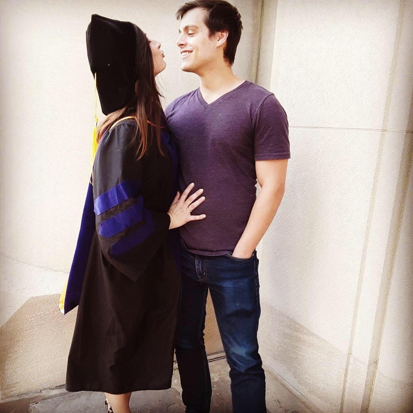Aaron making sure he didn't miss Destinee's Graduation