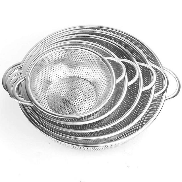 Outamateur Stainless Steel Mesh Strainer Colander Set Professional Strainers for Pasta, Rice, Vegetables and More (5PCS Set)