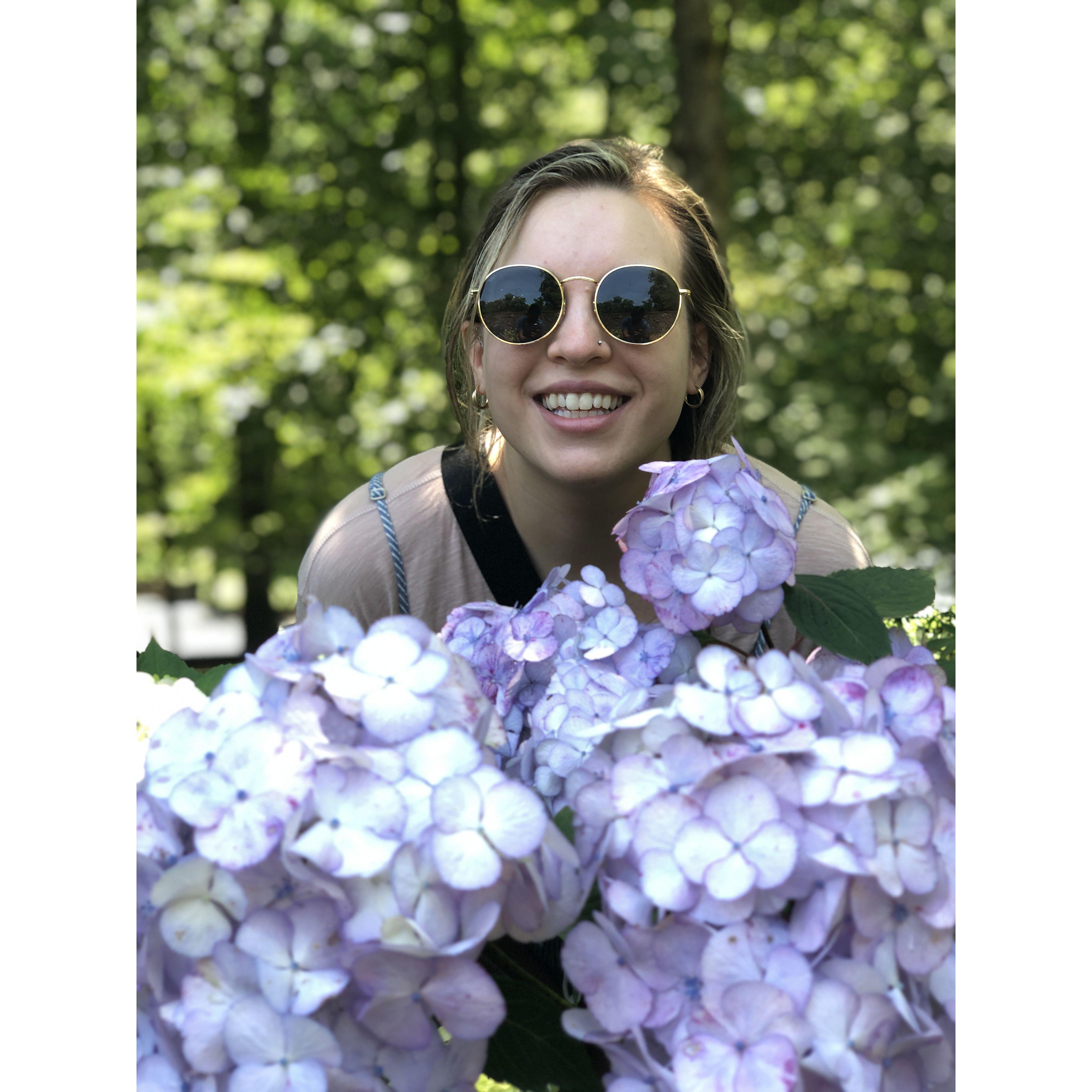 Tay loves flowers! This was in Delaware as part of our Northeast Trip!