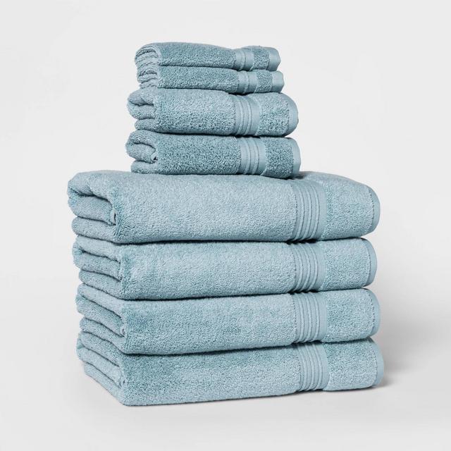 8pc Bath Towel Set Aqua - Threshold Signature™